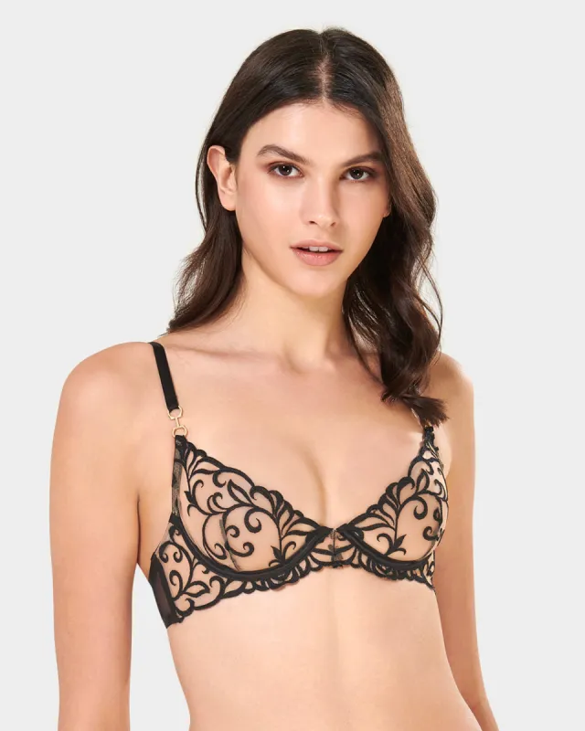Harriet Eco Bra Black/Sheer sold by Bluebella