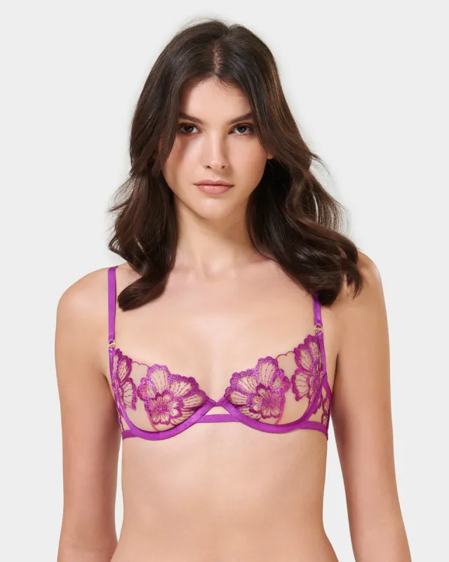 Catalina Bra Bright Violet/Sheer sold by Bluebella