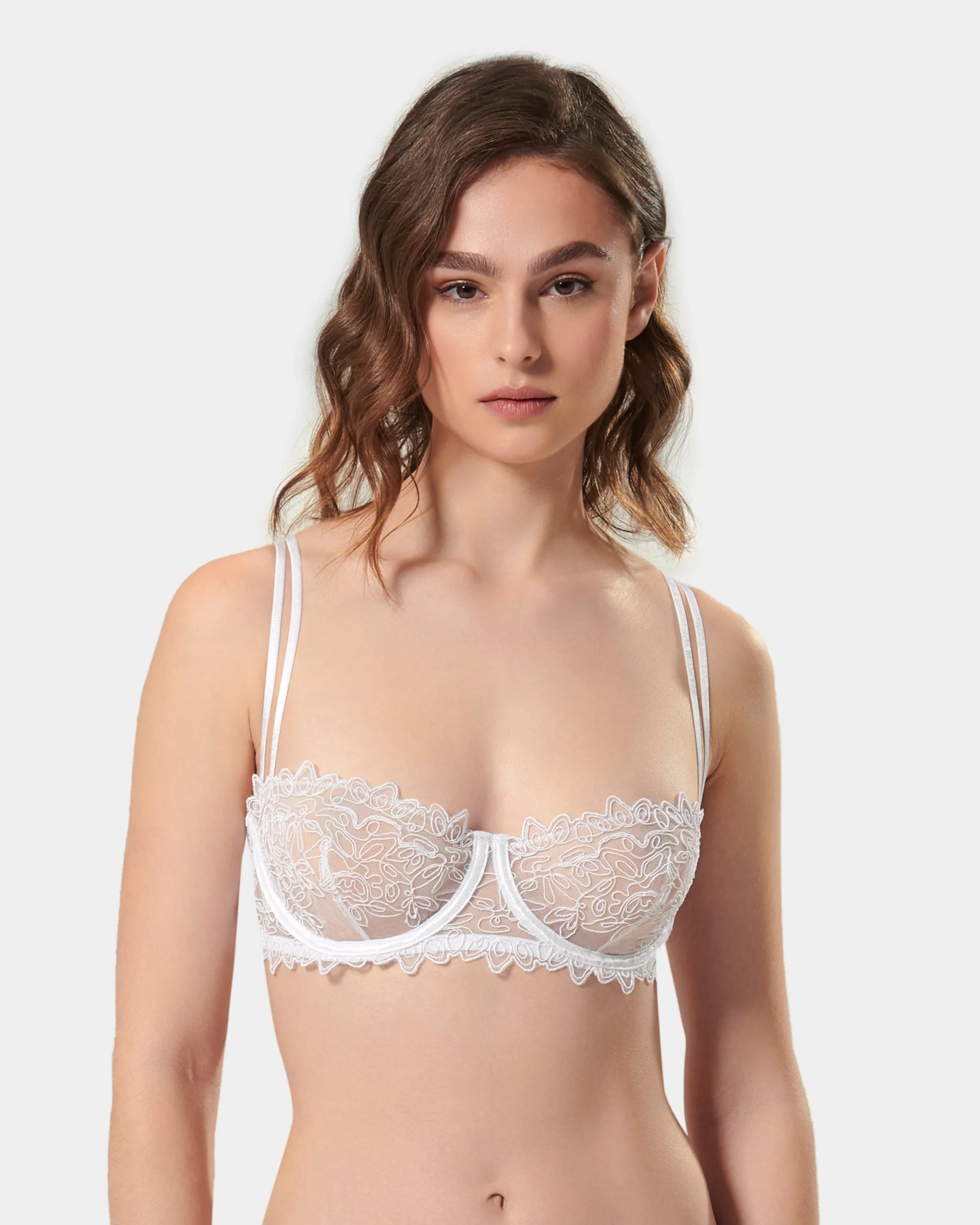 Audrey Balcony Bra White sold by Bluebella