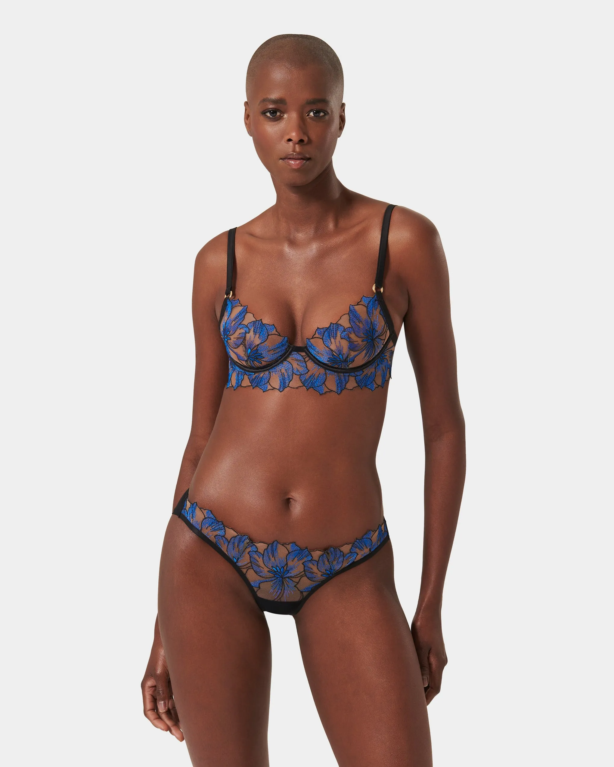 Set: Lyandra Egyptian Blue/Black/Sheer sold by Bluebella
