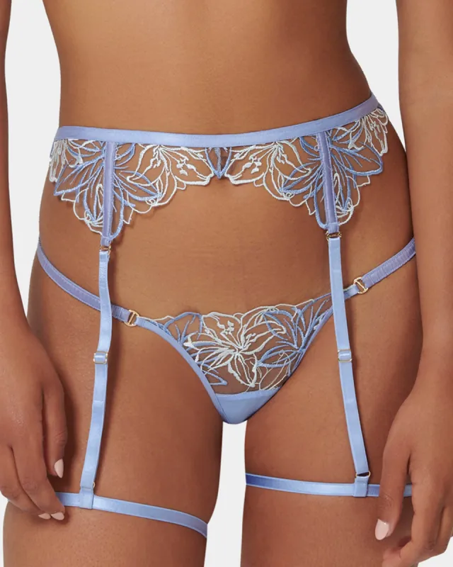 Lilly Thigh Harness Hydrangea Blue/Ice Water Blue/Sheer sold by Bluebella