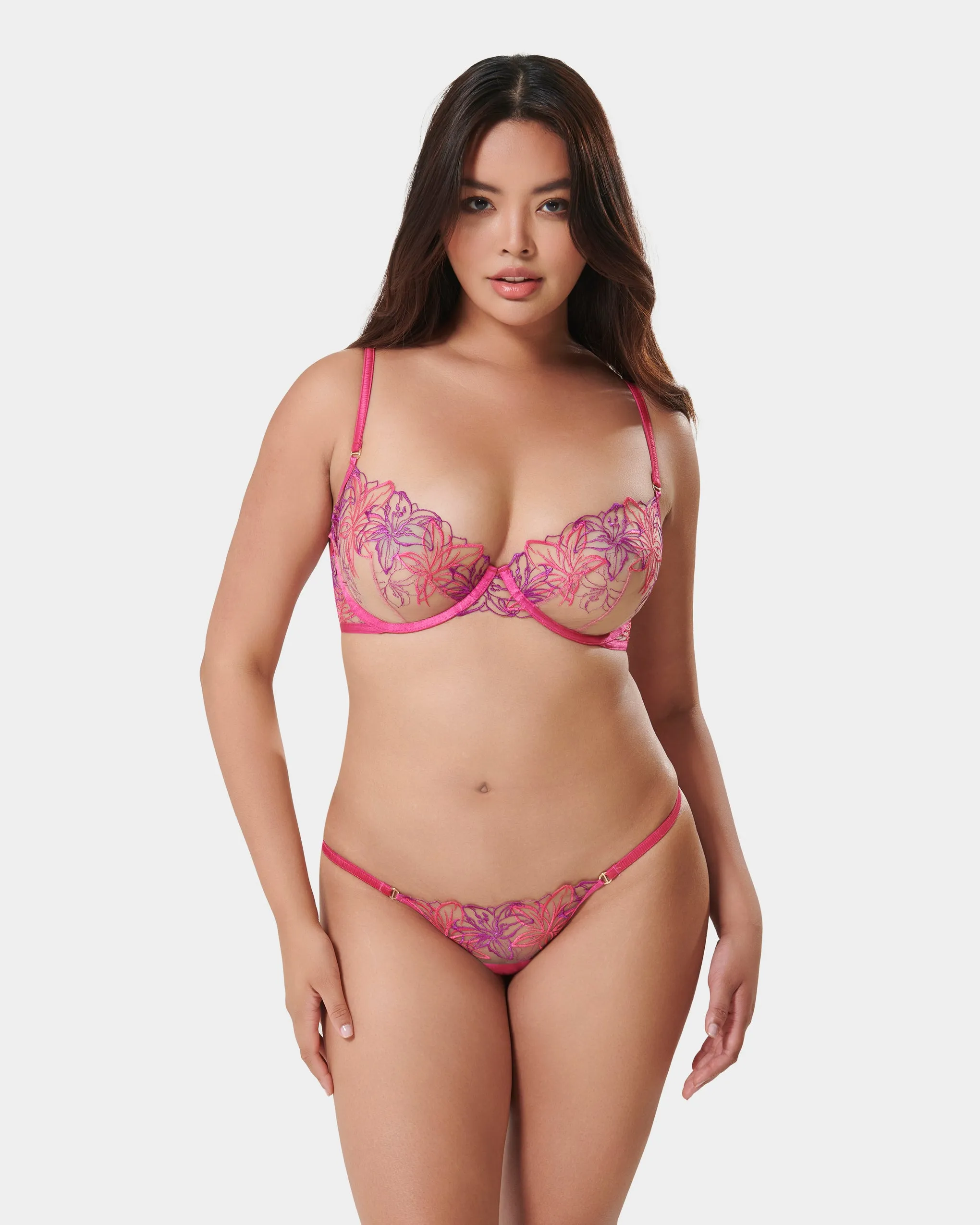 Lilly Bra Fuchsia Pink/Bright Violet/Sheer sold by Bluebella product image thumbnail 2