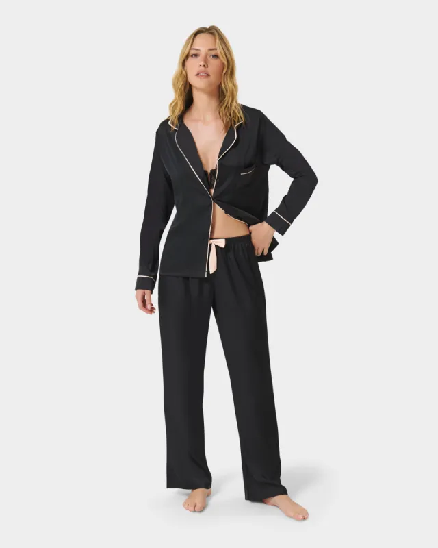 Claudia Shirt and Trouser Set Black/Pale Pink sold by Bluebella