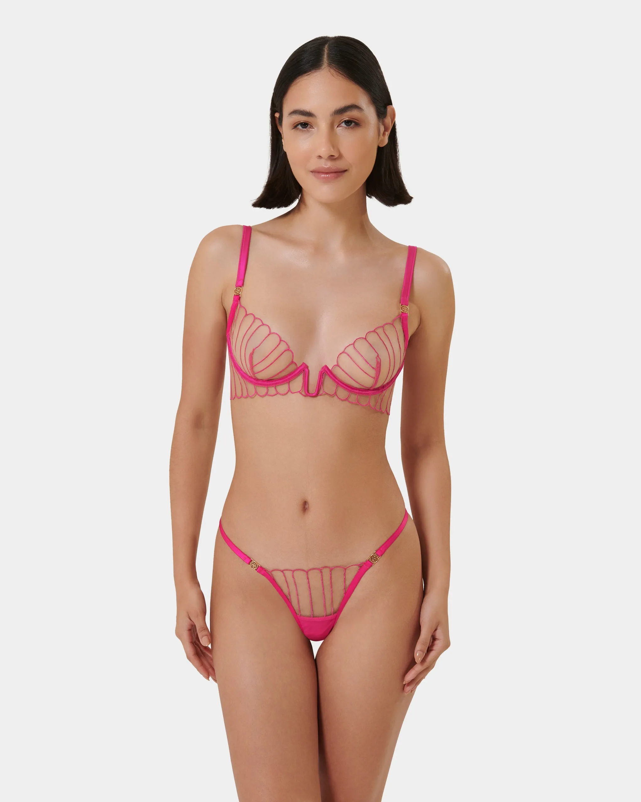 Imogen Thong Fuchsia Pink/Sheer sold by Bluebella product image thumbnail 2