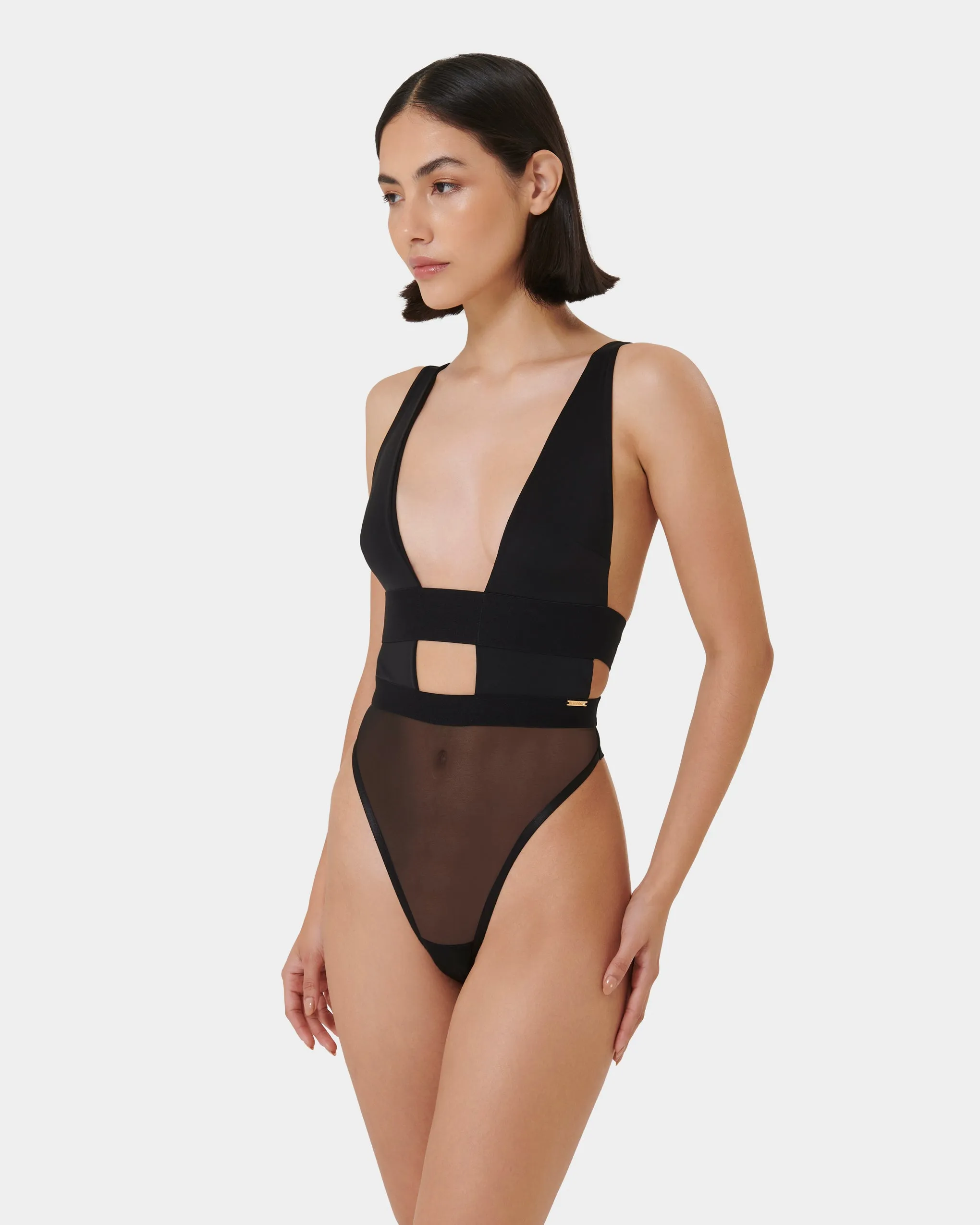 Topaz Strappy Sheer Bodysuit Black sold by Bluebella product image thumbnail 2
