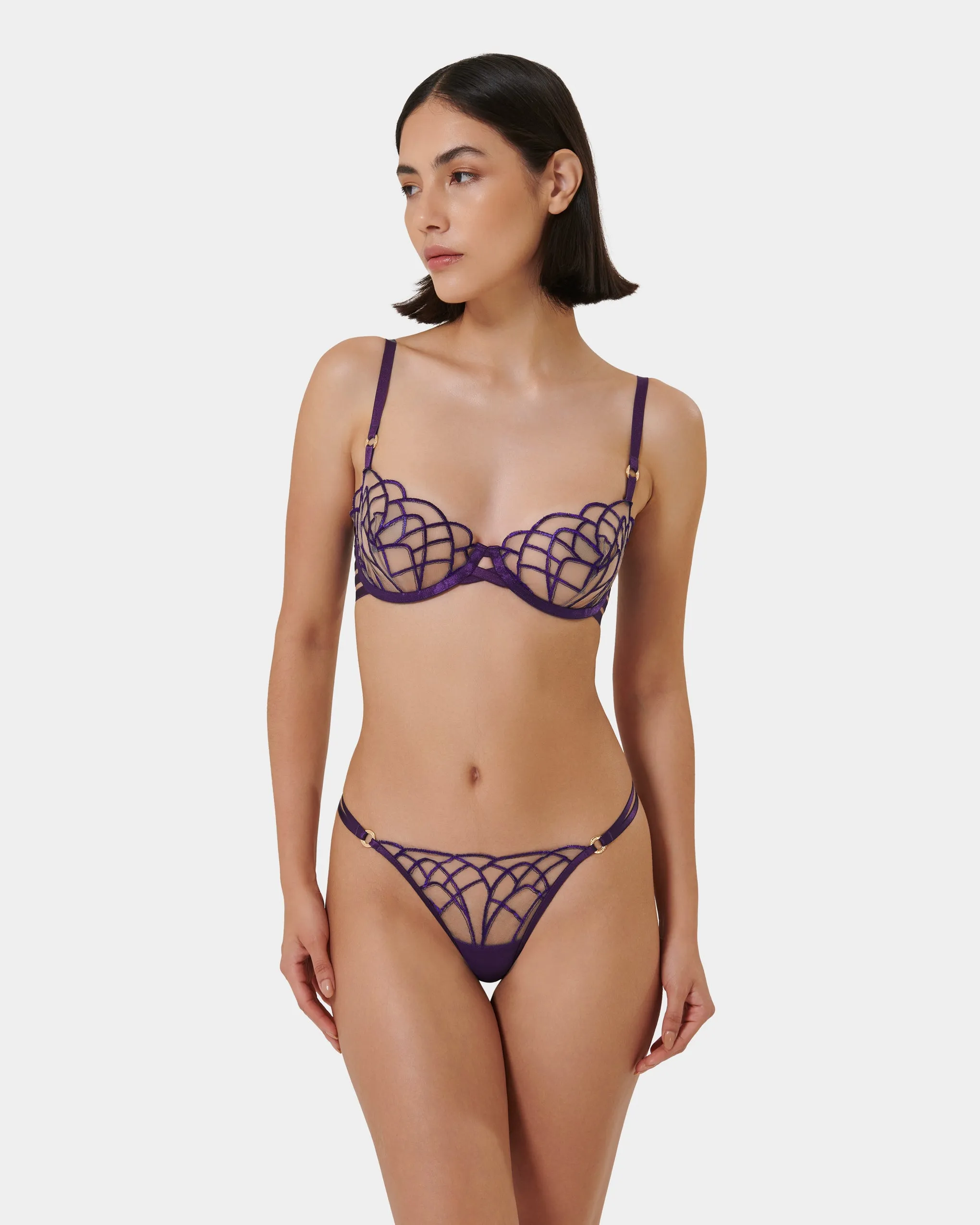 Set: Beatrix Acai Purple/Sheer sold by Bluebella