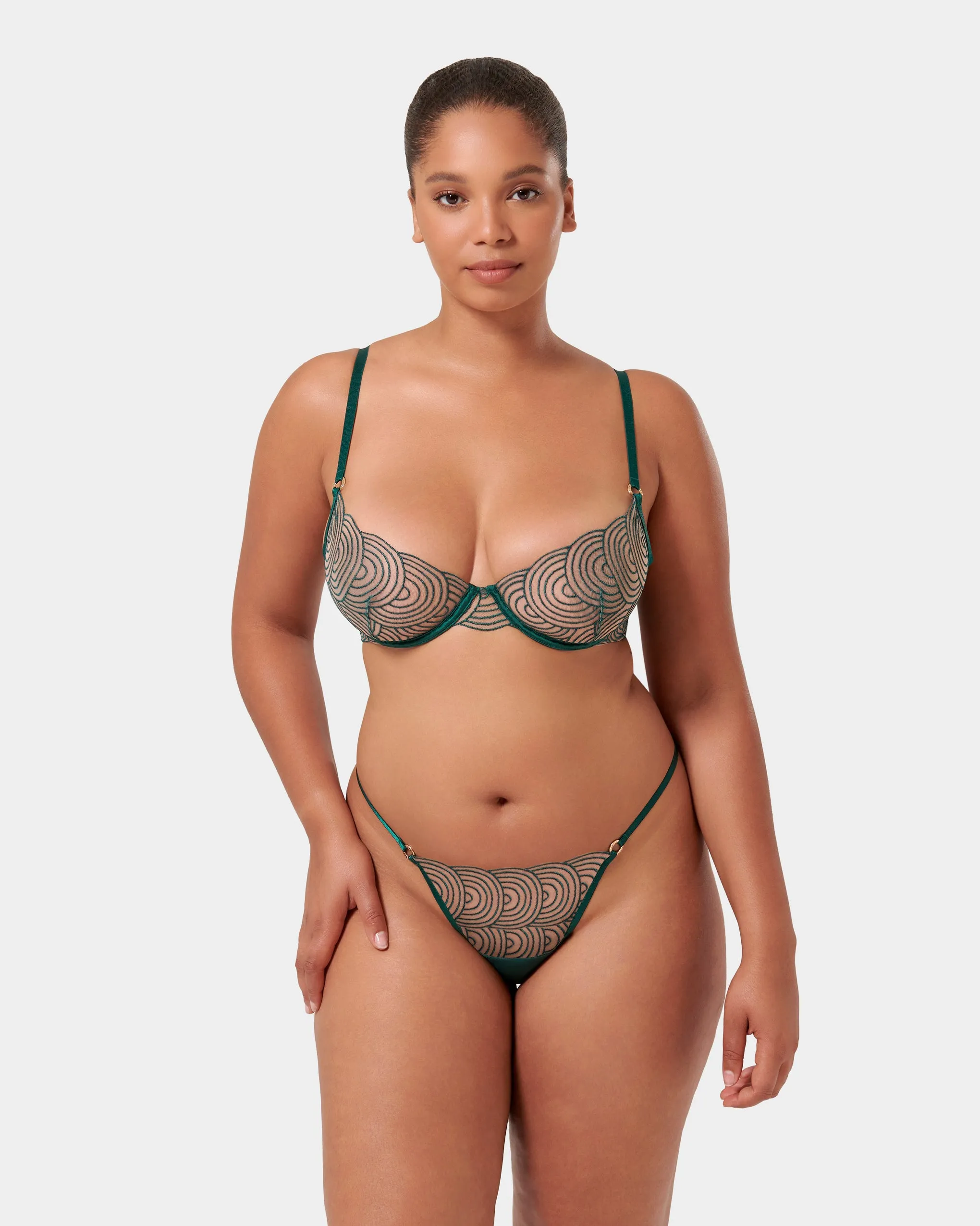 Set: Aster Botanical Garden Green/Sheer sold by Bluebella