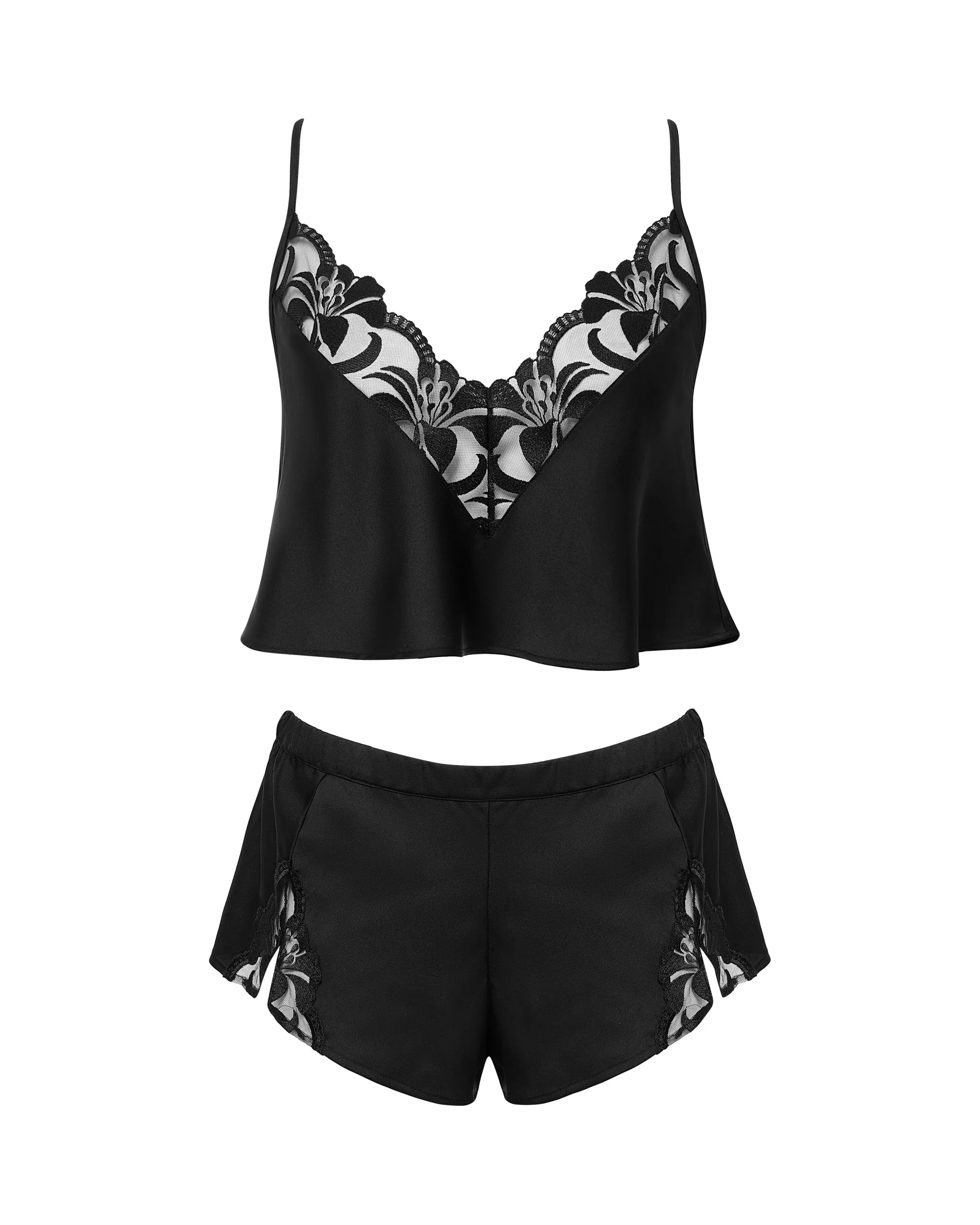 Leonora Luxury Satin Cami and Short Set Black sold by Bluebella product image thumbnail 5