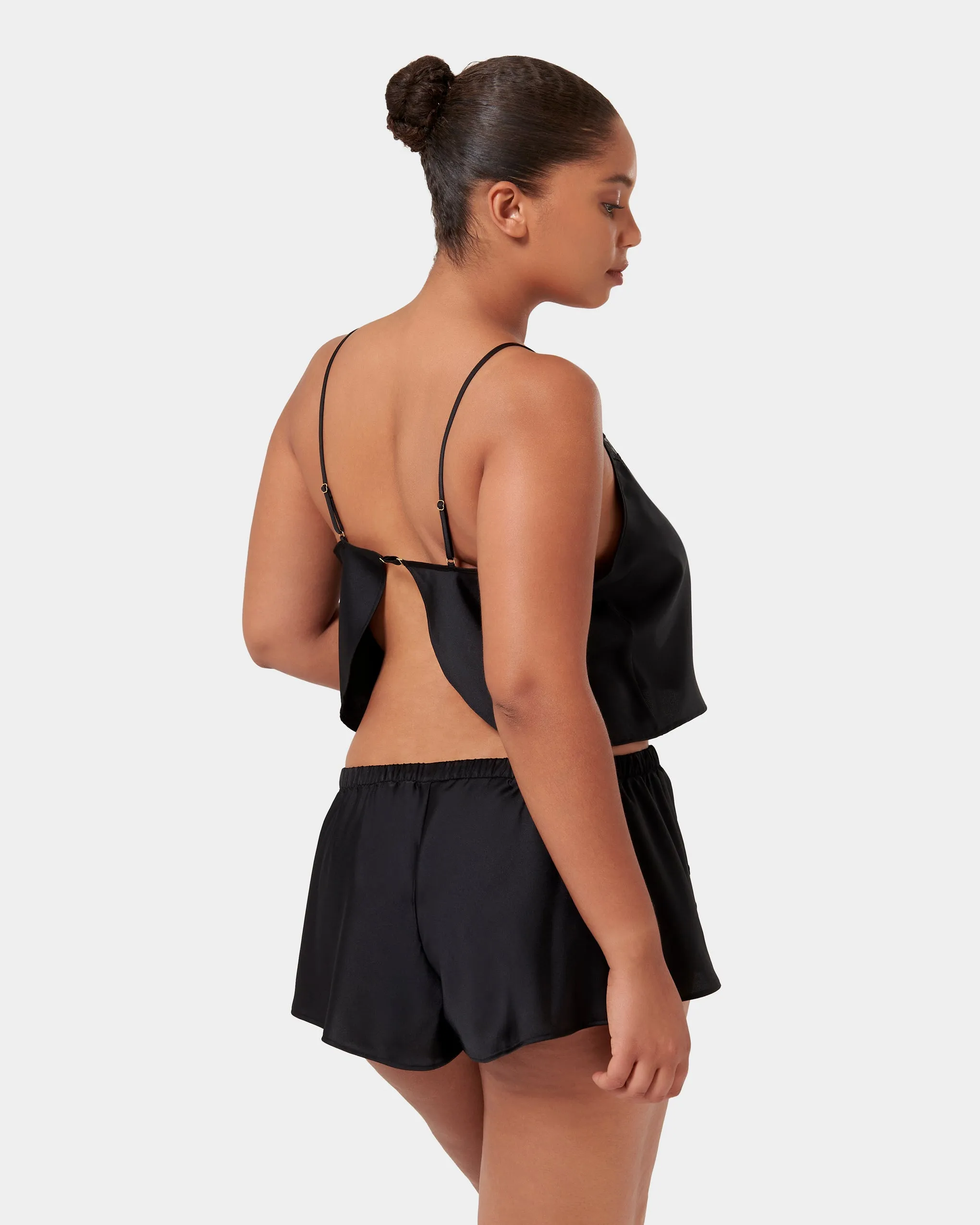 Leonora Luxury Satin Cami and Short Set Black sold by Bluebella product image thumbnail 3