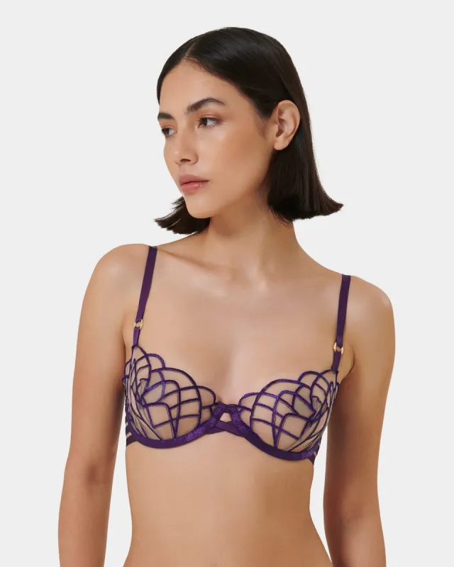 Beatrix Wired Bra Acai Purple/Sheer made by Bluebella