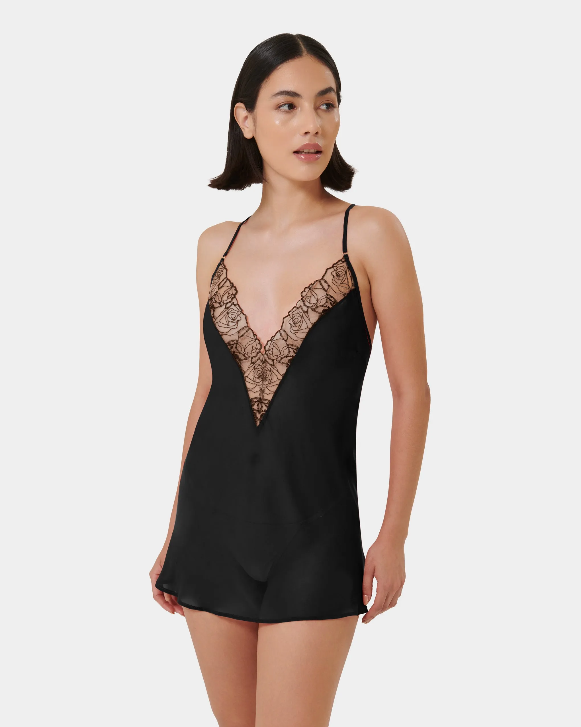 Rosalie Short Chemise Black/Sheer sold by Bluebella product image thumbnail 2