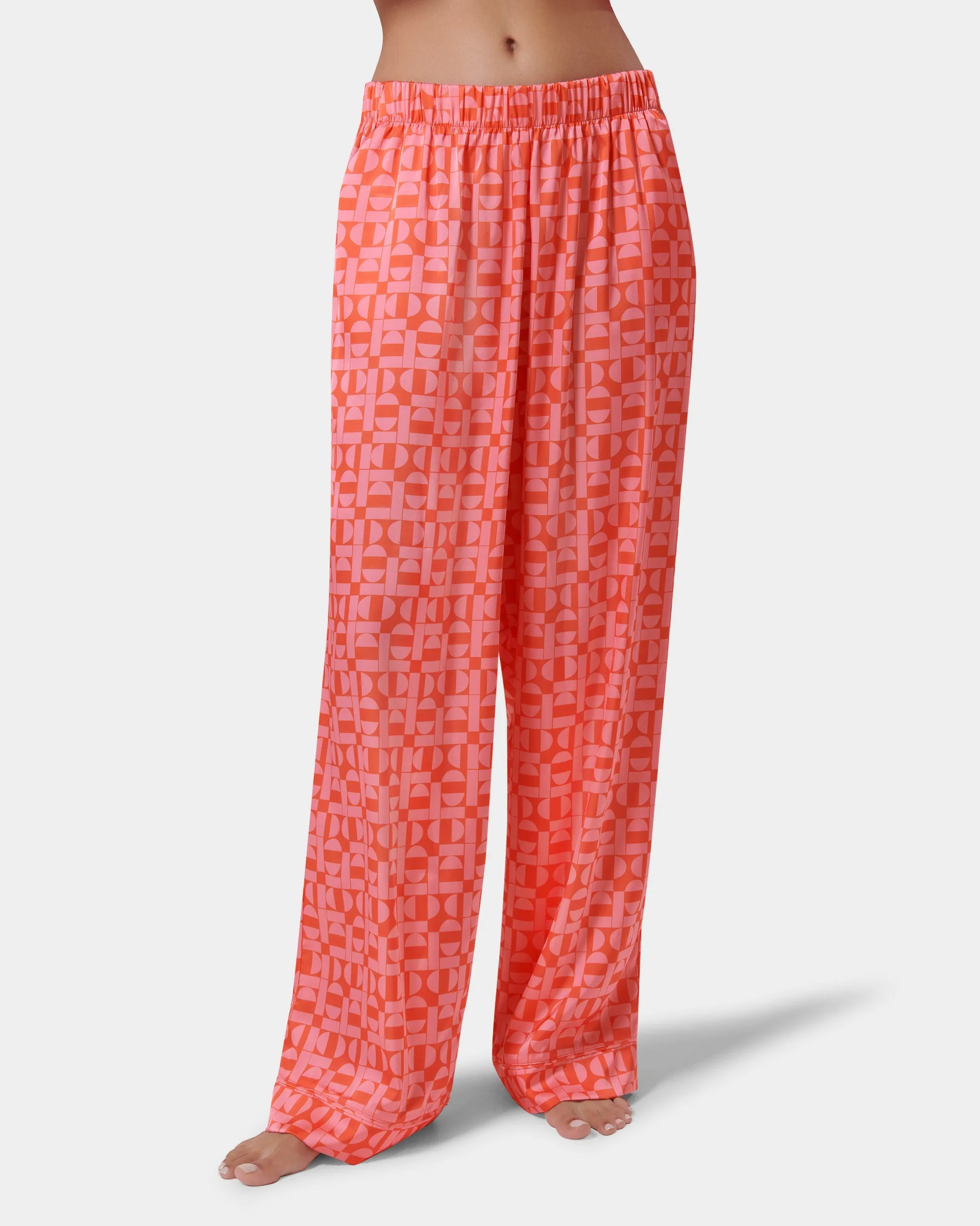 Tabitha Luxury Satin Long Pyjama Set Hot Coral/Dianthus Pink sold by Bluebella product image thumbnail 2