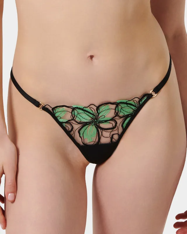 Odette Thong Black/Summer Green sold by Bluebella