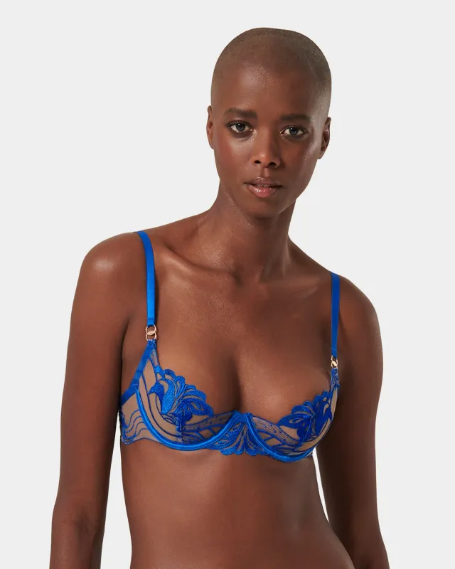 Monique Floral Embroidered Bra Blue sold by Bluebella