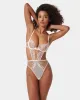 Marisa Embroidered Sheer Bodysuit White sold by Bluebella