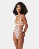 Marisa Embroidered Sheer Bodysuit White sold by Bluebella