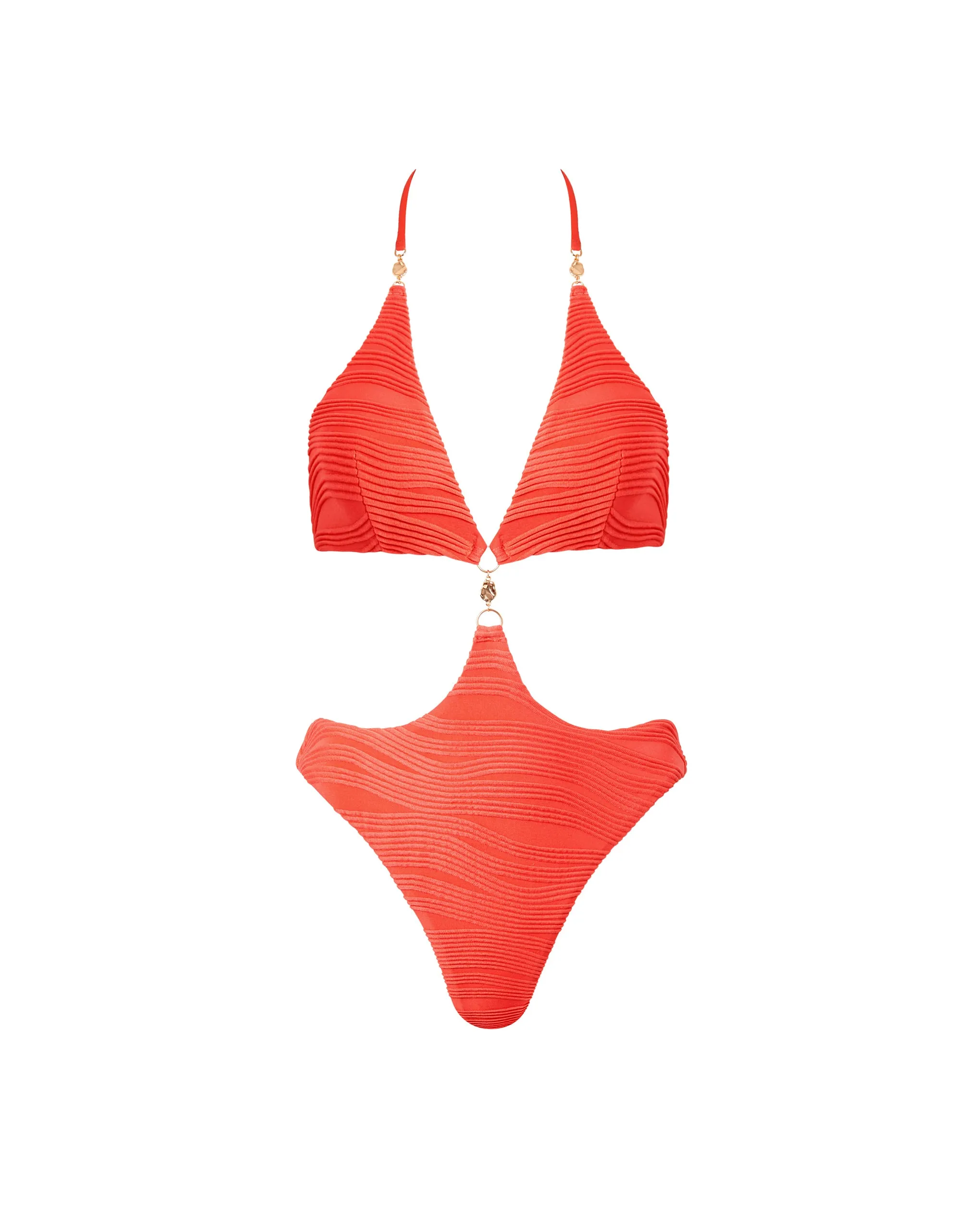 Orta Plunge Cut-out Swimsuit Hot Coral sold by Bluebella product image thumbnail 5