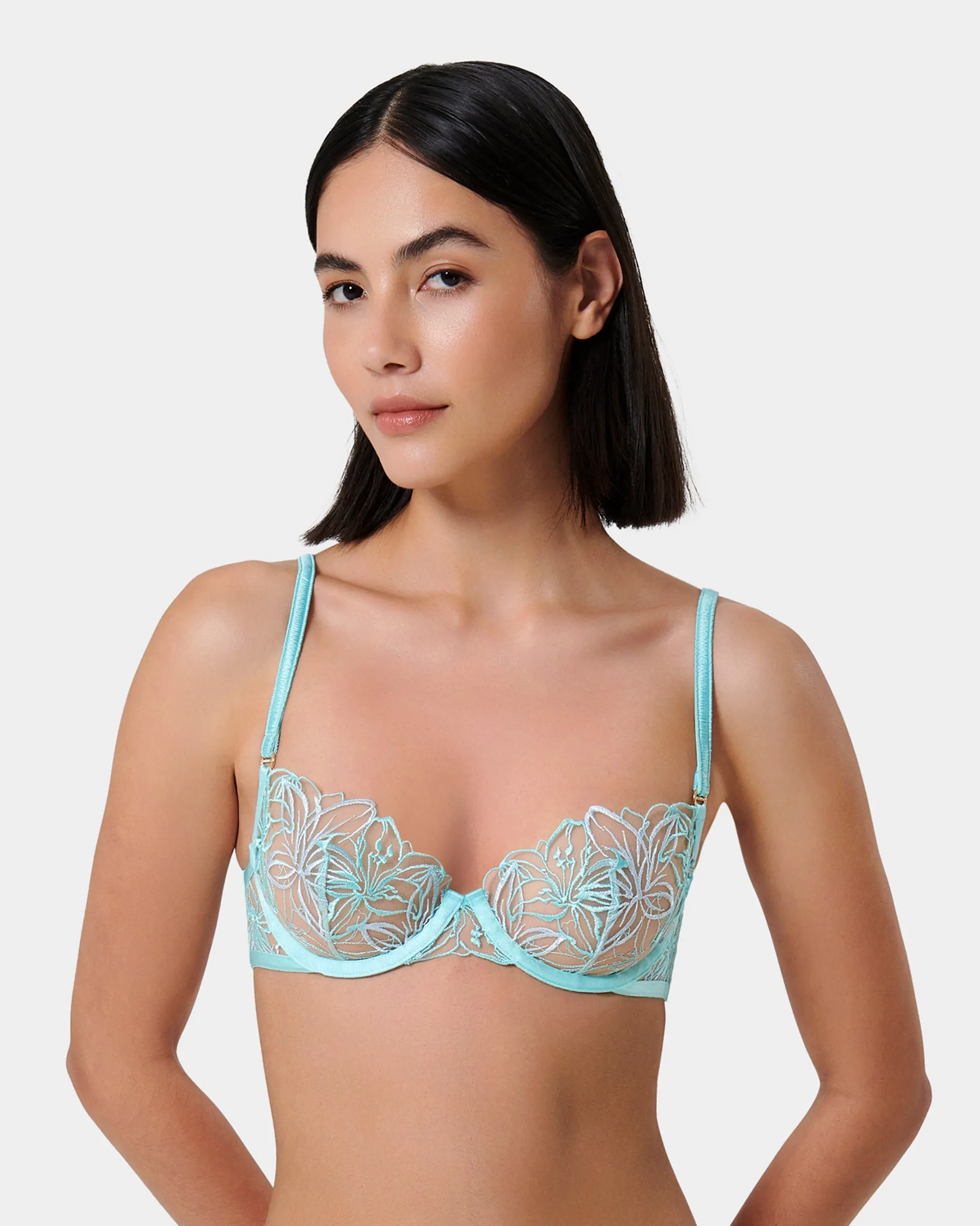 Lilly Floral Embroidered Bra Blue sold by Bluebella