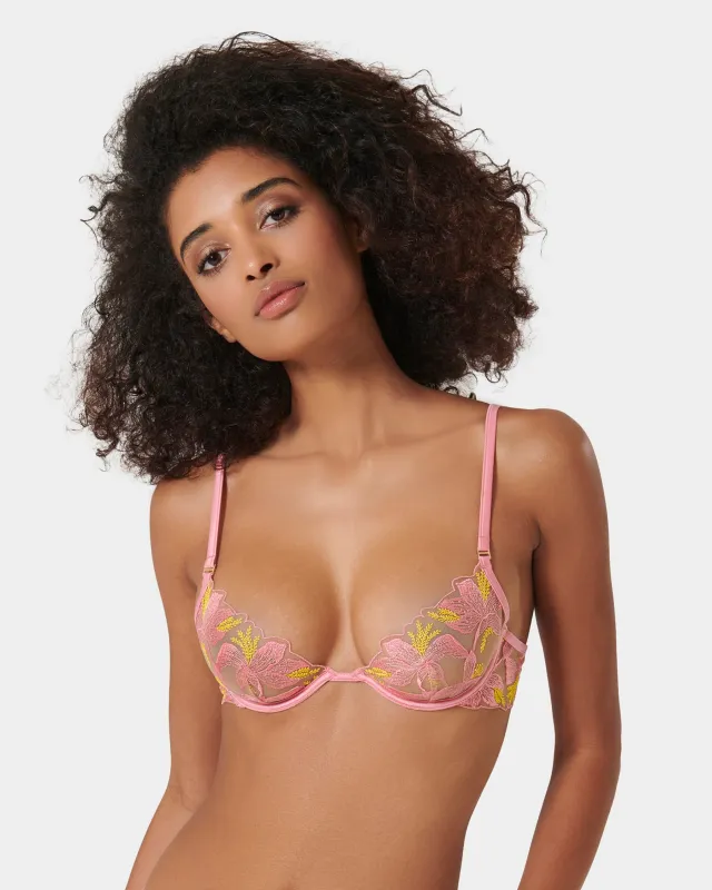 Patrice Sheer Bra Pink/Yellow made by Bluebella