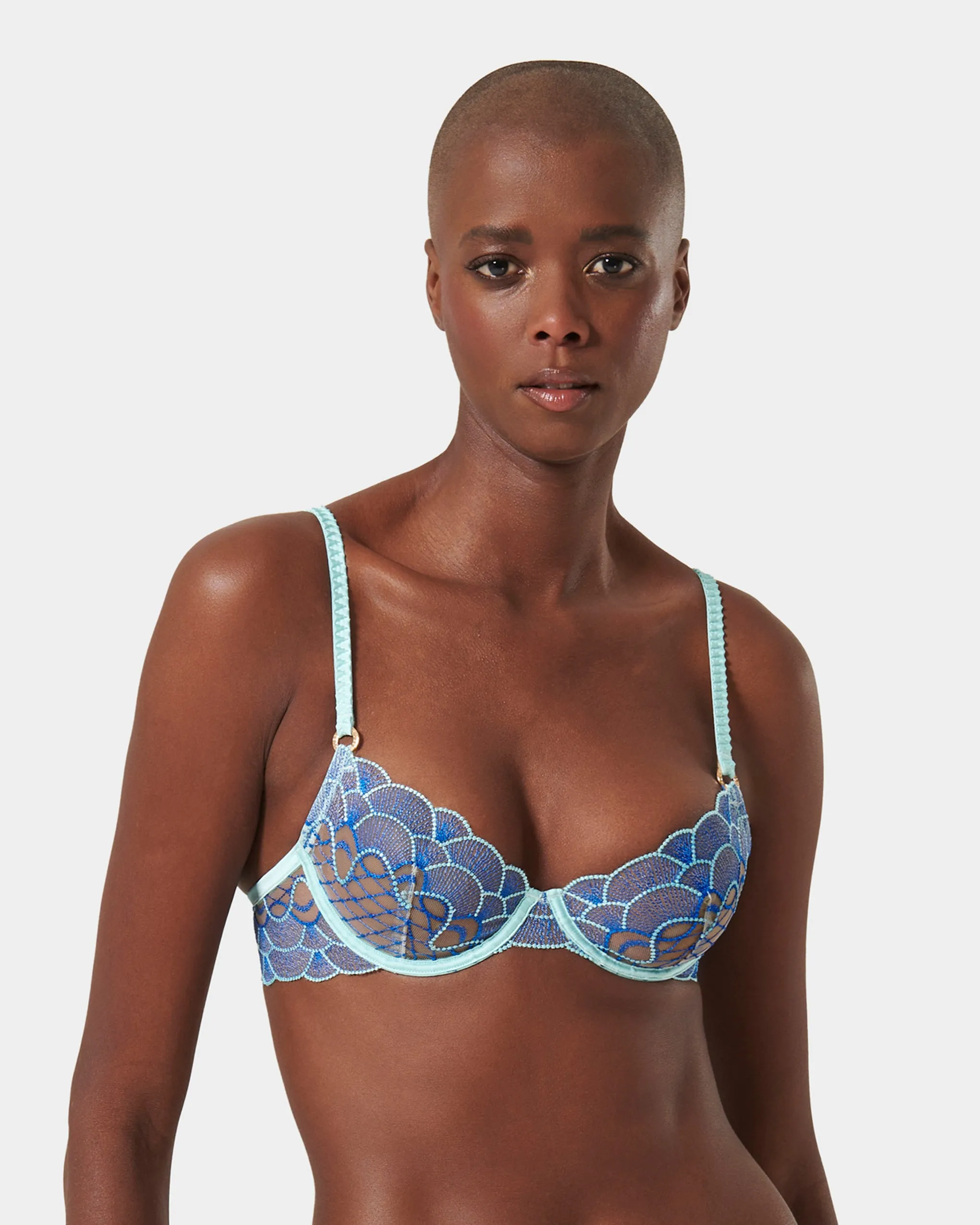 Elina Wired Bra Egyptian Blue/Island Paradise Blue/Sheer sold by Bluebella