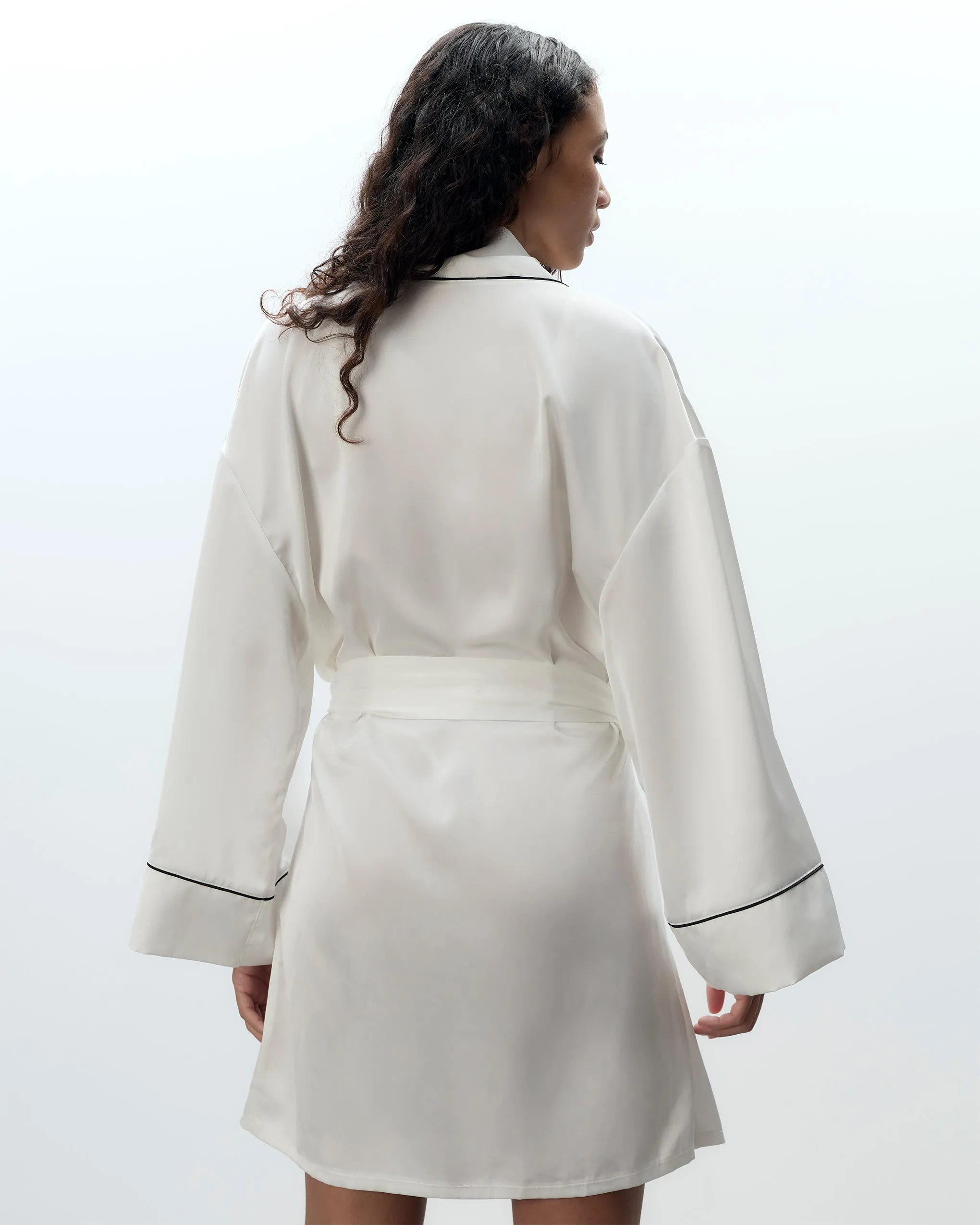 Lydia Satin Kimono Cream/Black sold by Bluebella product image thumbnail 3