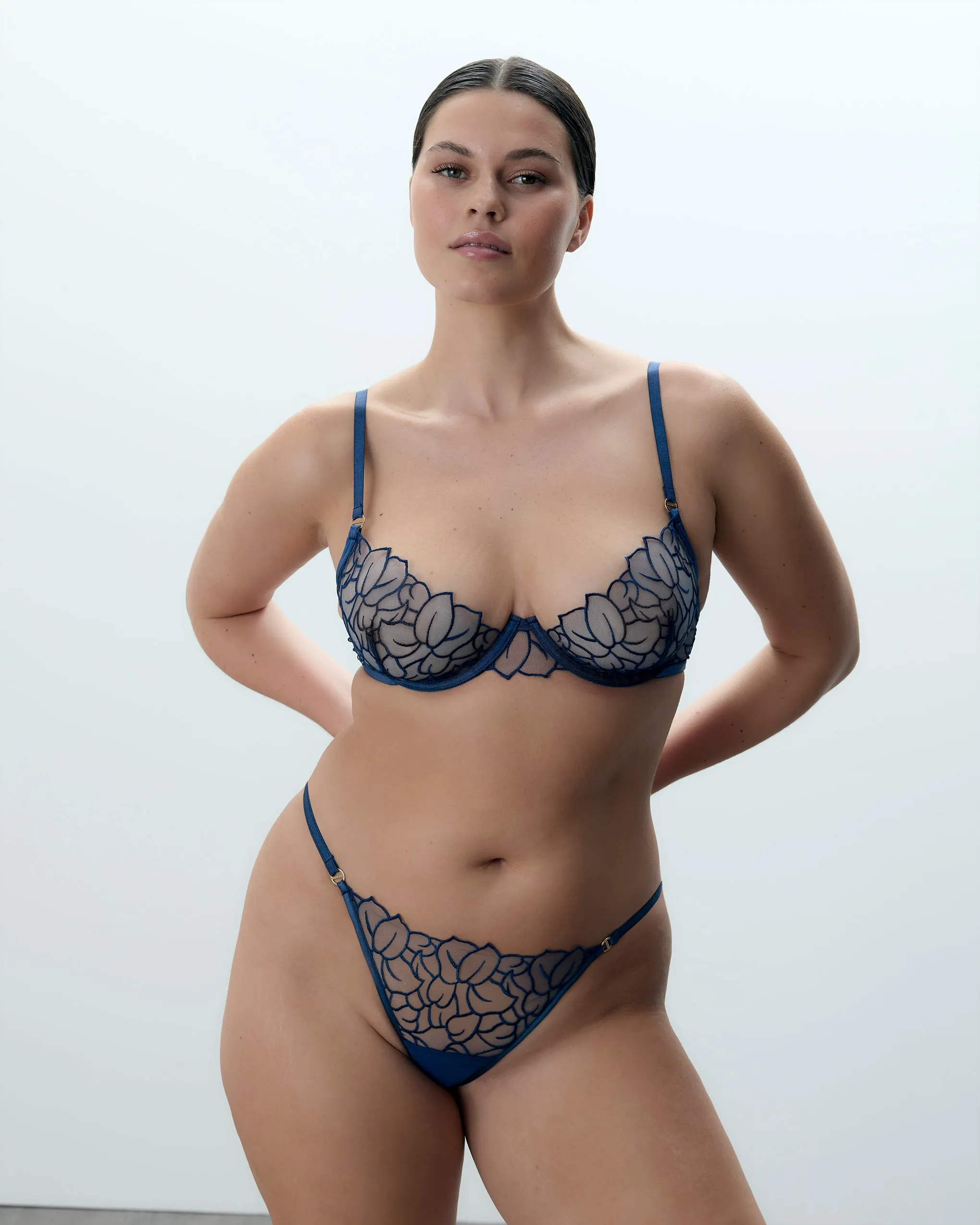 Set: Laurel Bra & Thong Set Navy sold by Bluebella