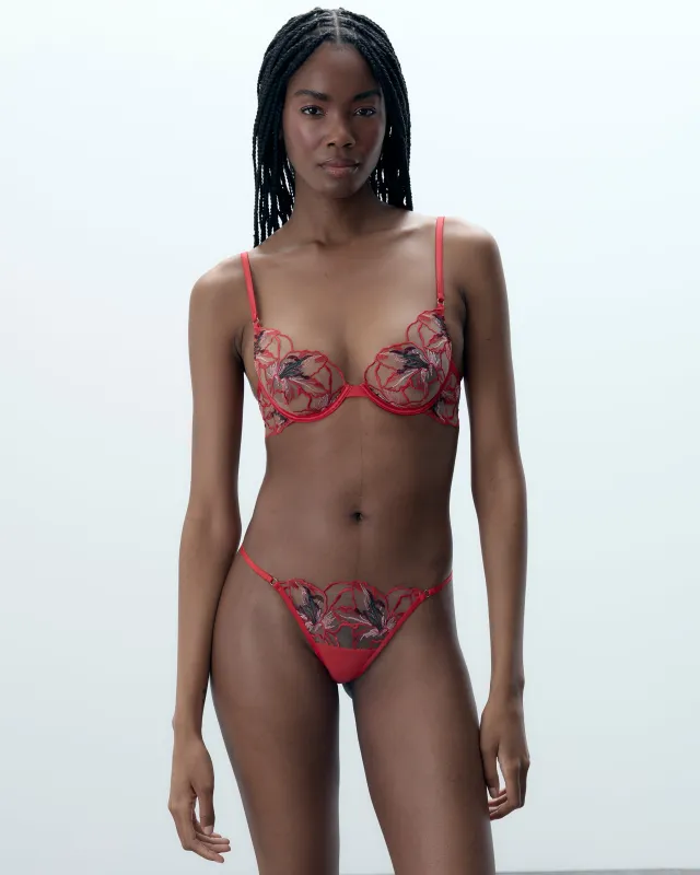 Set: Asha Bra & Thong Set Red sold by Bluebella