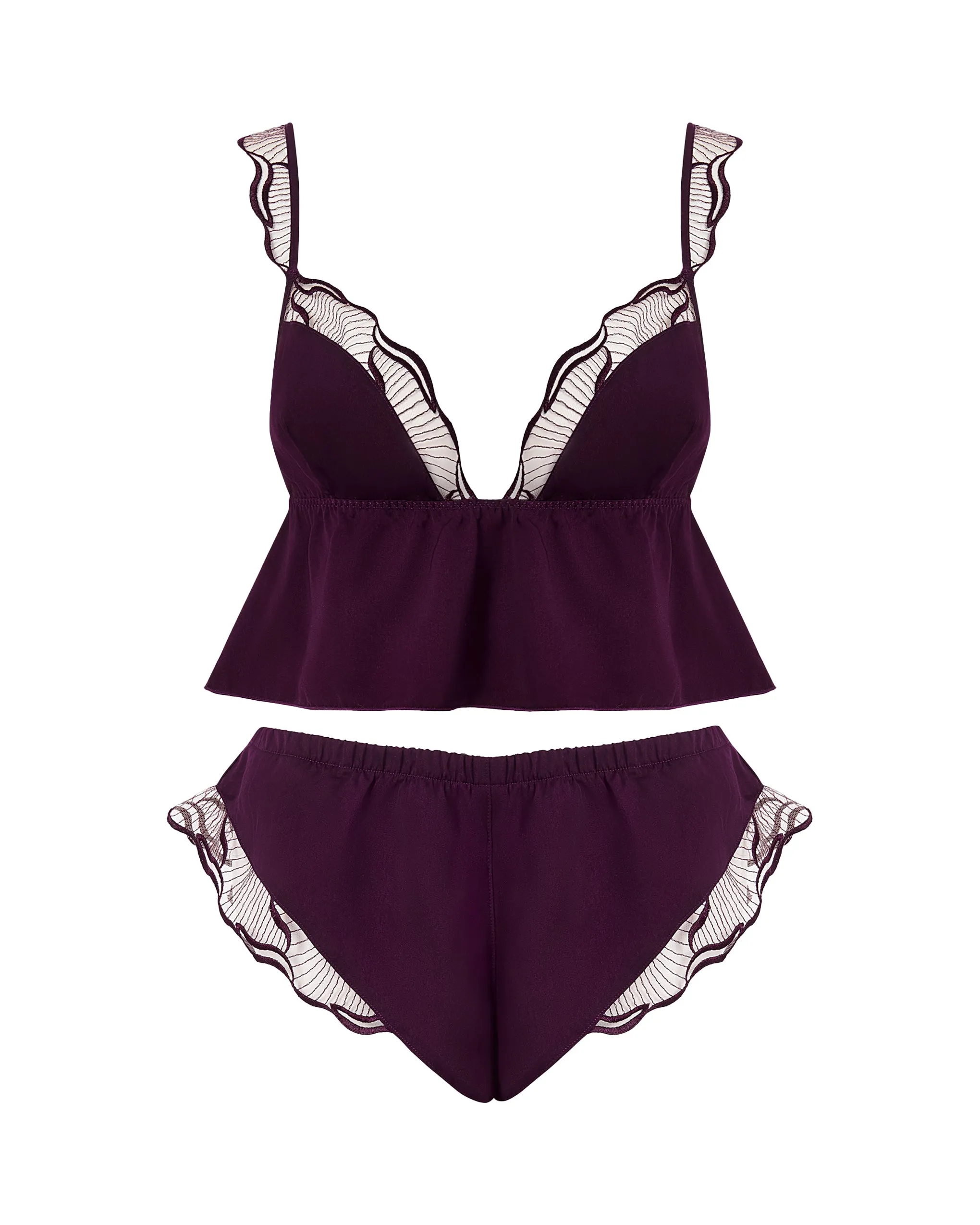Marabel Luxury Satin Sheer Cami and Short Set Cherry sold by Bluebella product image thumbnail 5