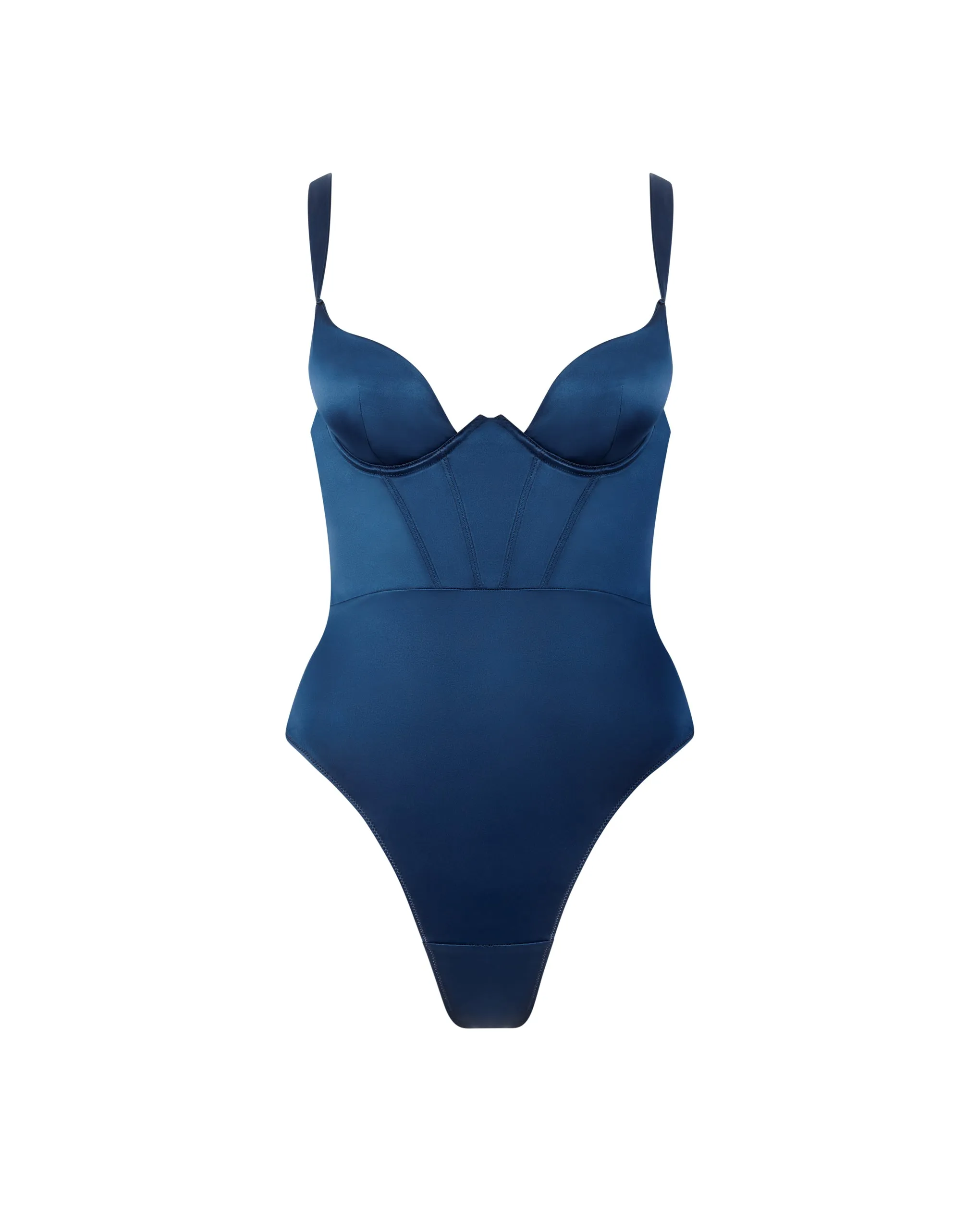 Verona Satin Push Up Bodysuit Navy sold by Bluebella product image thumbnail 5