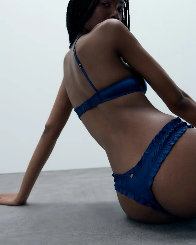 Verona Satin Gifting Thong Navy sold by Bluebella