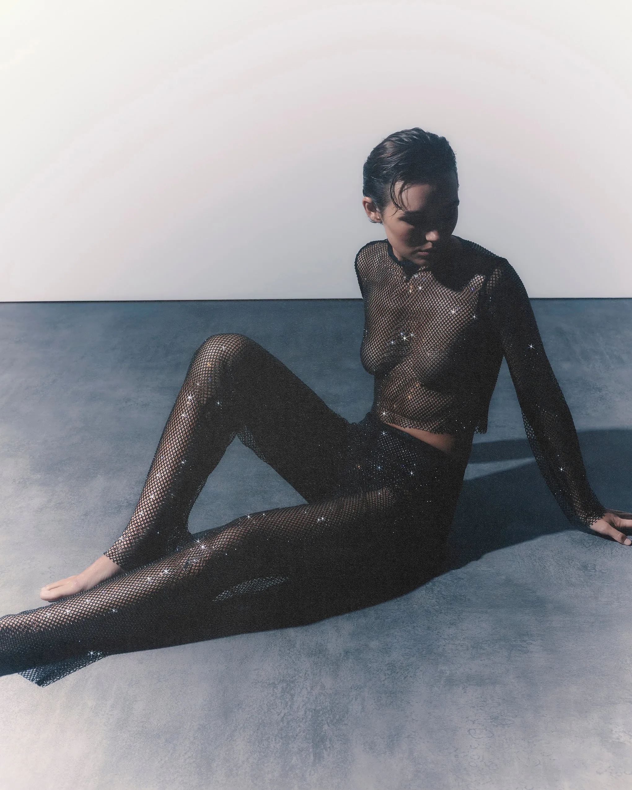 Set: Noor Sheer Mesh Top & Trouser Set Black sold by Bluebella product image thumbnail 4