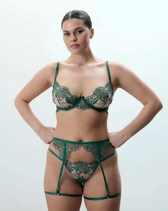 Set: Amaris Suspender Thigh Harness Set Green sold by Bluebella
