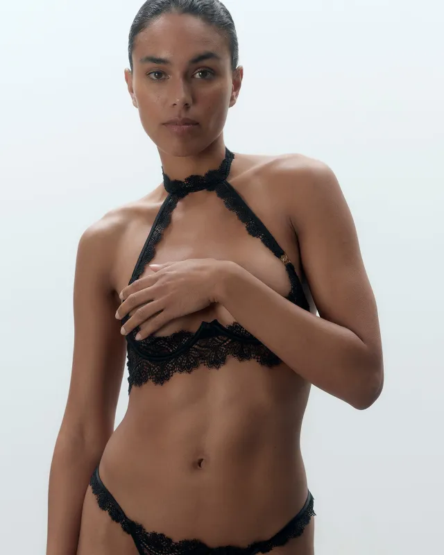Arella Open Harness Bra Black sold by Bluebella