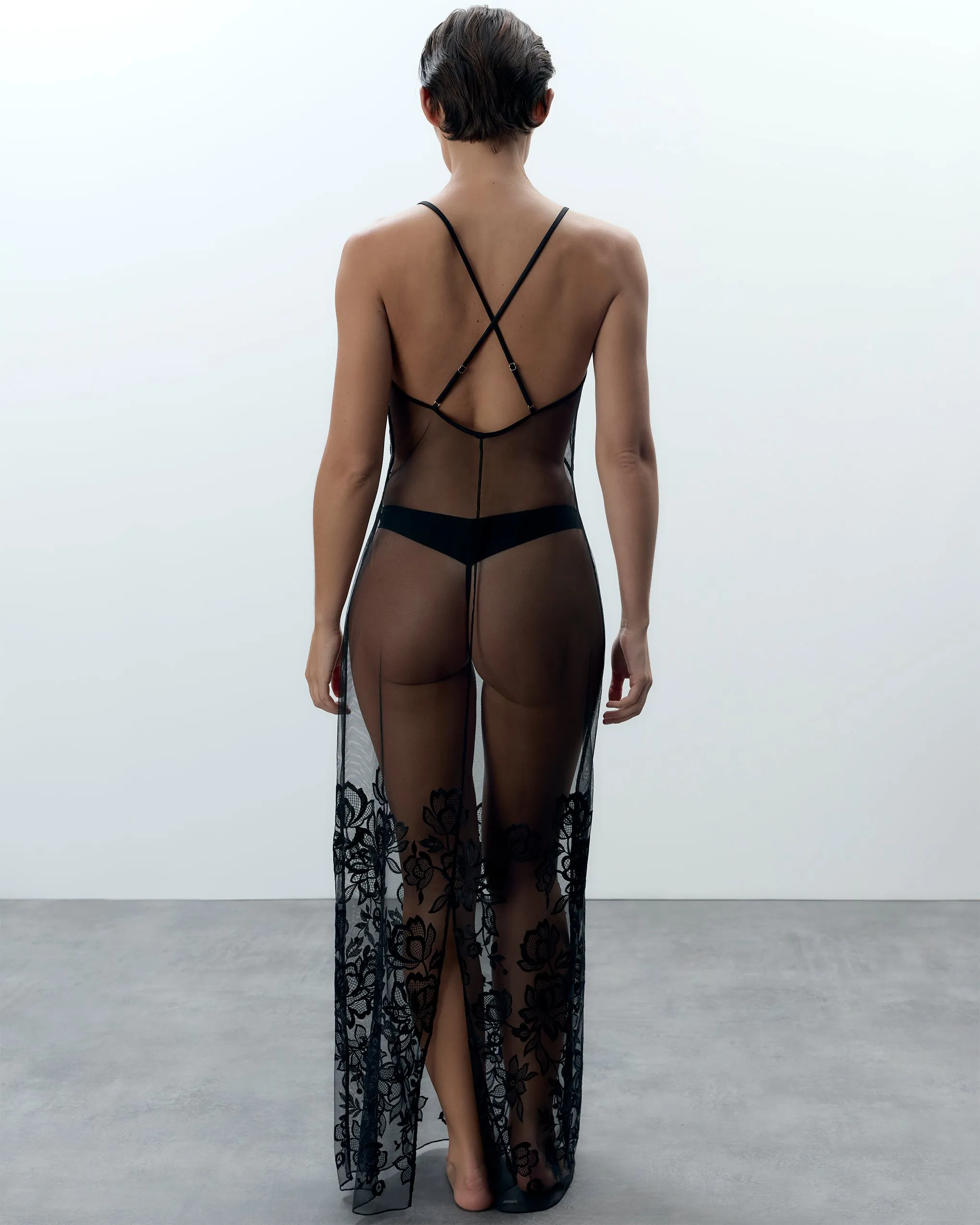 Penelope Sheer Long Chemise Black sold by Bluebella product image thumbnail 3