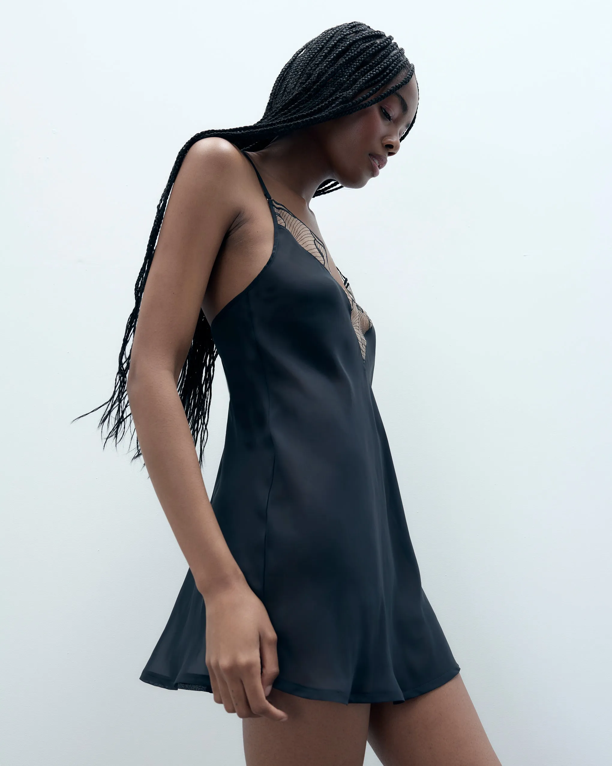 Marabel Chiffon Sheer Chemise Black sold by Bluebella product image thumbnail 4