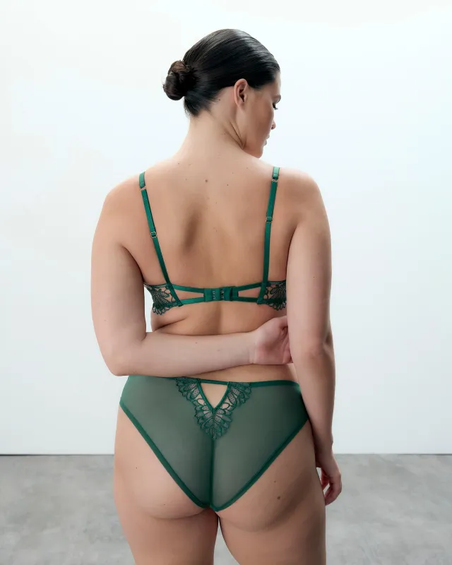 Amaris Sheer Floral Brief Green sold by Bluebella