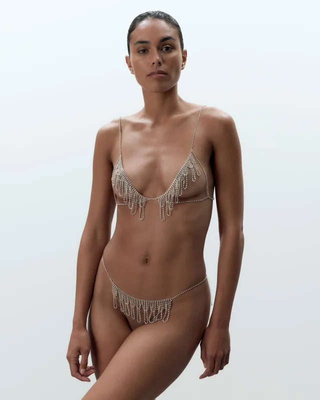 Set: Estelle Bra & Thong Set Silver sold by Bluebella