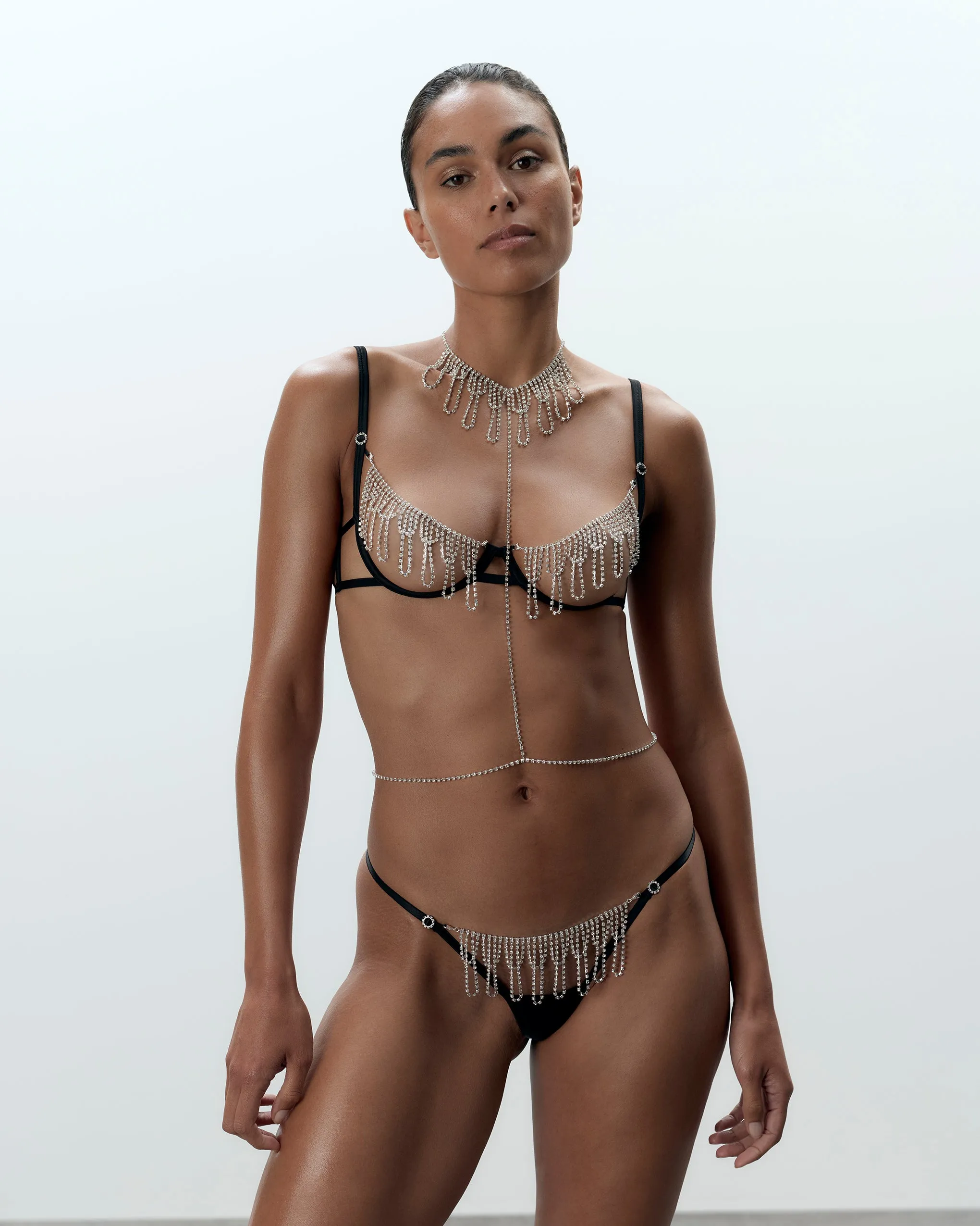 Estelle Open Diamante Bra Black/Silver sold by Bluebella product image thumbnail 2