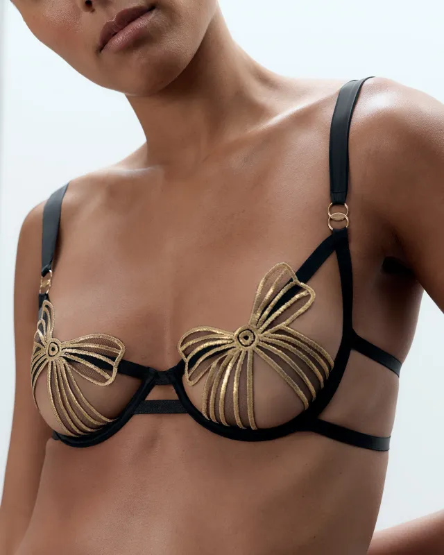 Annabel Wired Bra Black/Gold sold by Bluebella