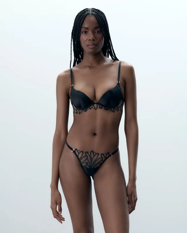 Set: Pavlina Bra & Thong Set Black sold by Bluebella