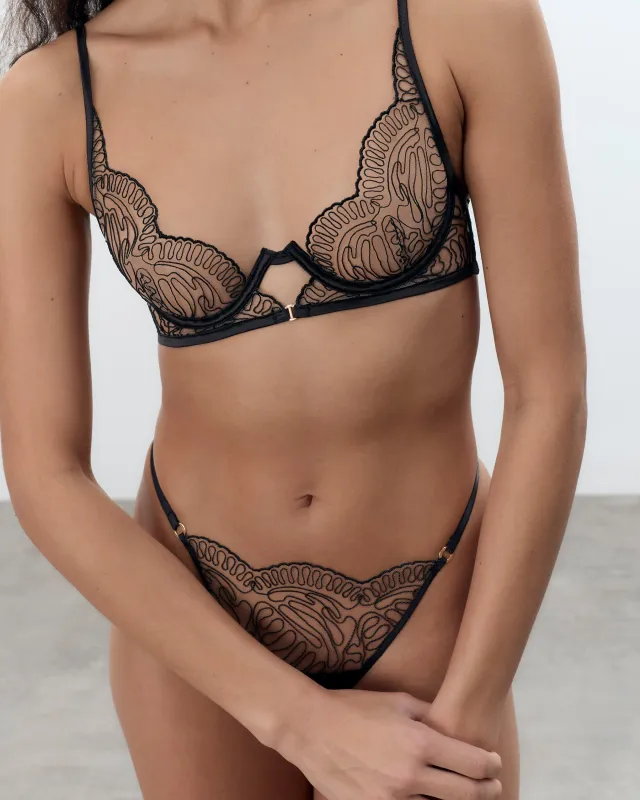 Leliana High Apex Longline Bra Black sold by Bluebella