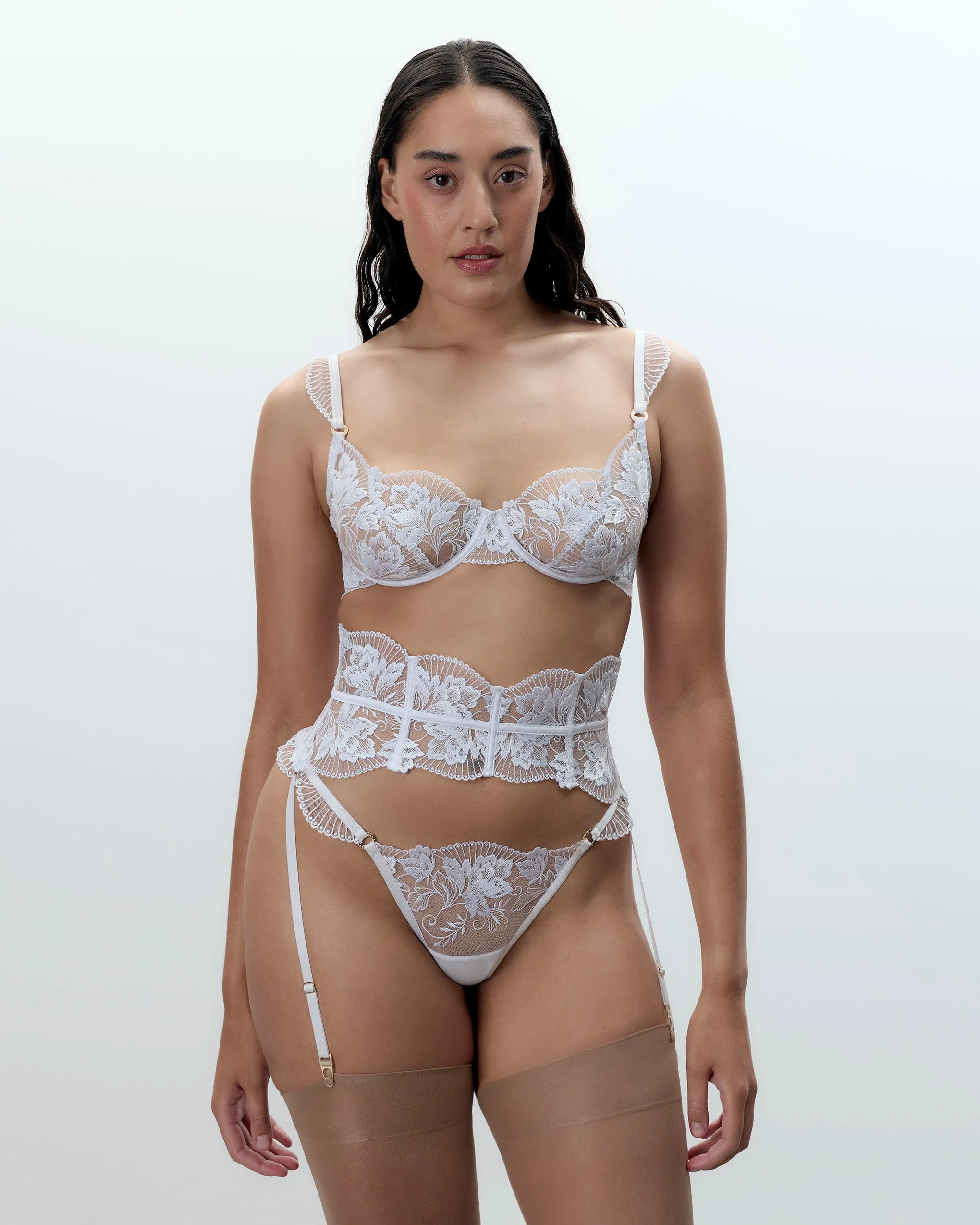 Gabriella Floral Embroidered Thong White sold by Bluebella product image thumbnail 2