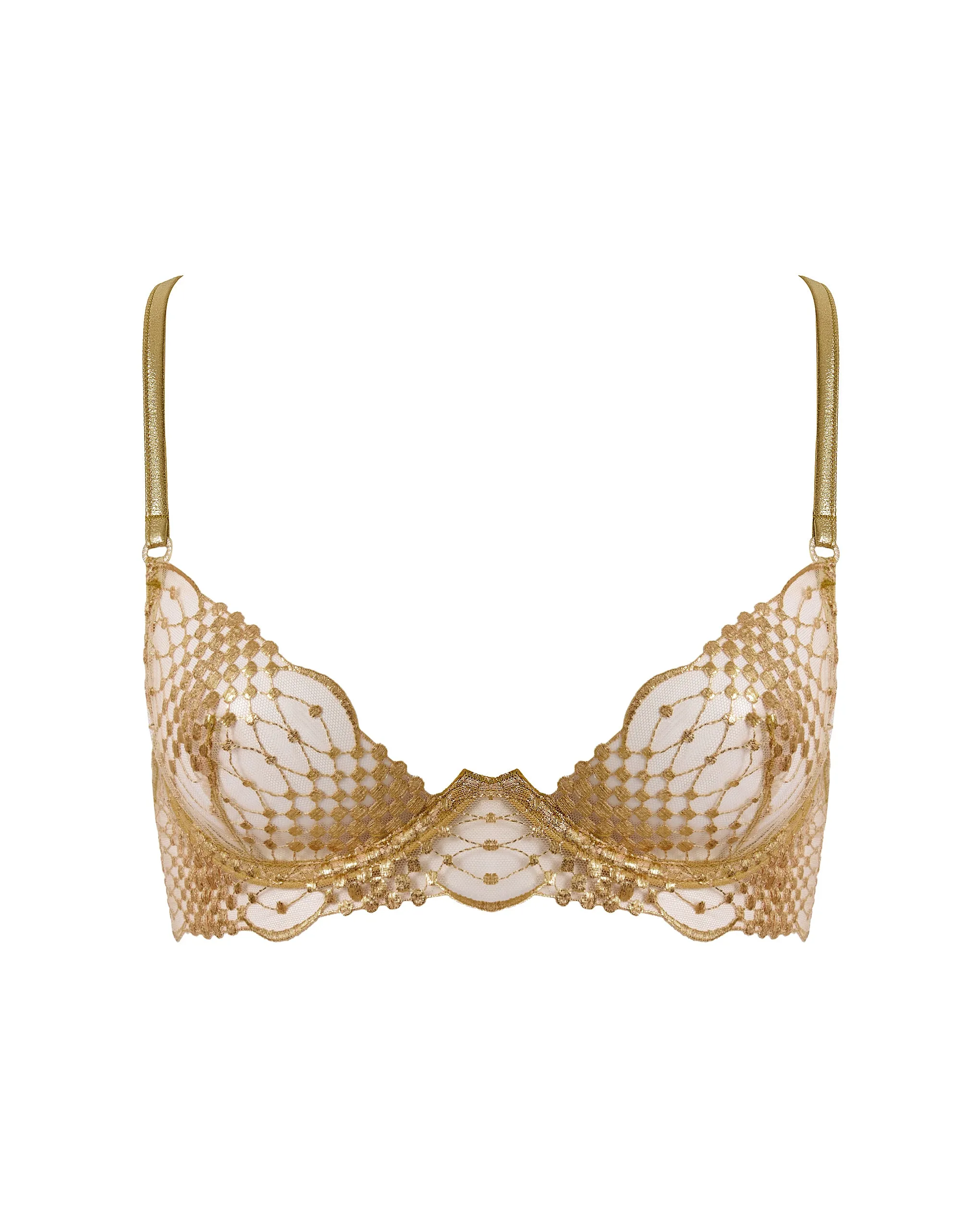 Zoe Sheer Embroidered Plunge Bra Gold sold by Bluebella product image thumbnail 5