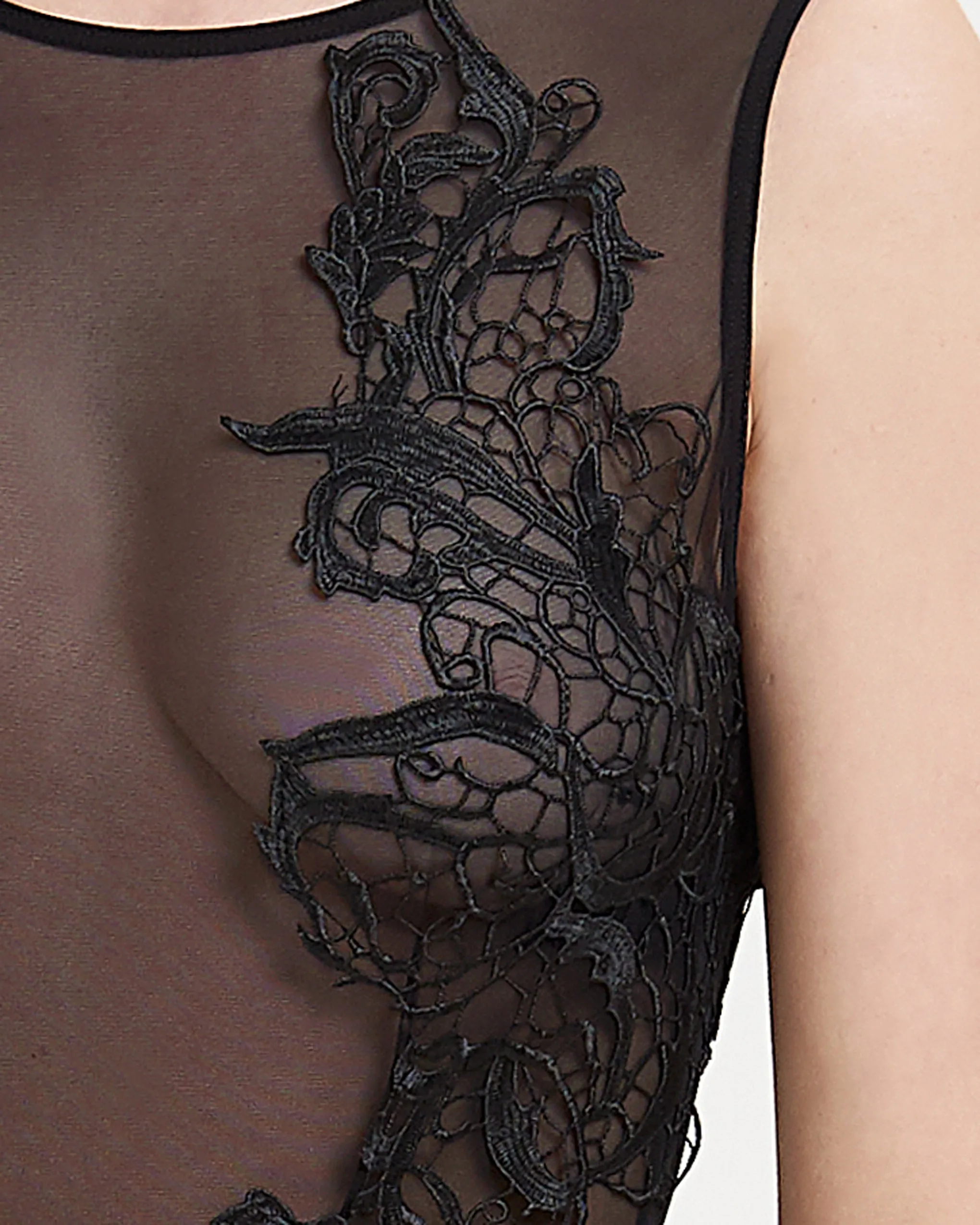 Etienne Embroidered Sheer Bodysuit Black sold by Bluebella product image thumbnail 4
