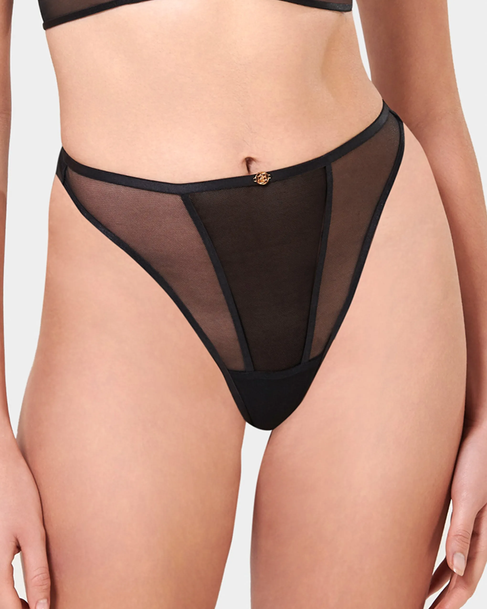 Alya Eco High-Waist Thong Black sold by Bluebella