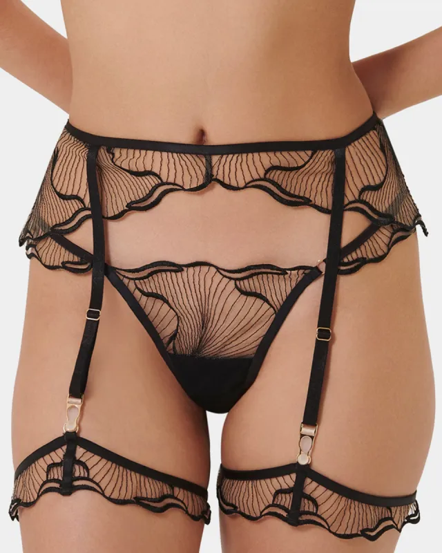Marabel Detachable Thigh Garters Black/Sheer sold by Bluebella