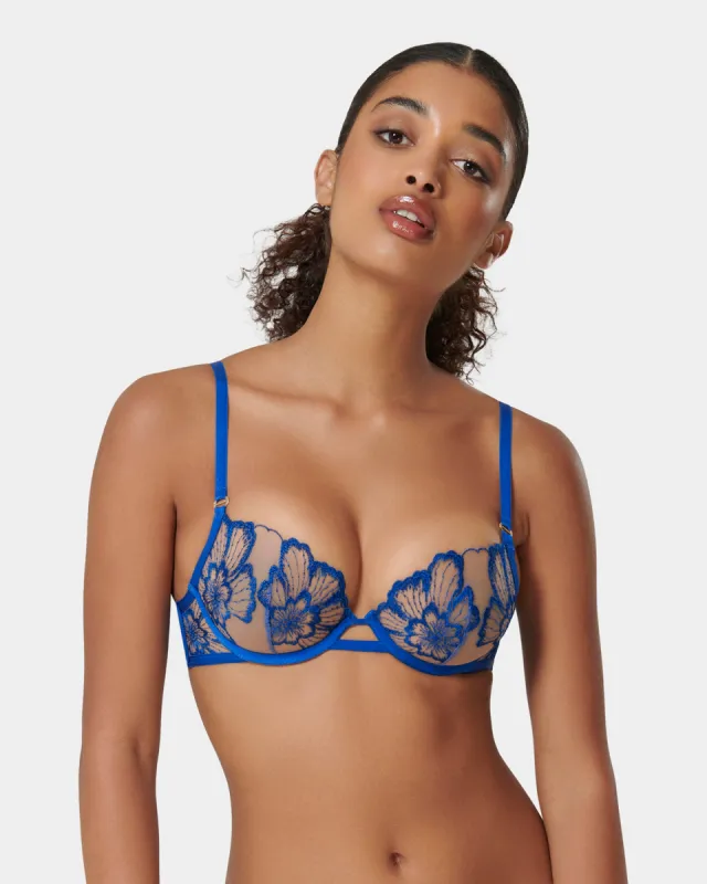 Catalina Embroidered Sheer Bra Blue sold by Bluebella