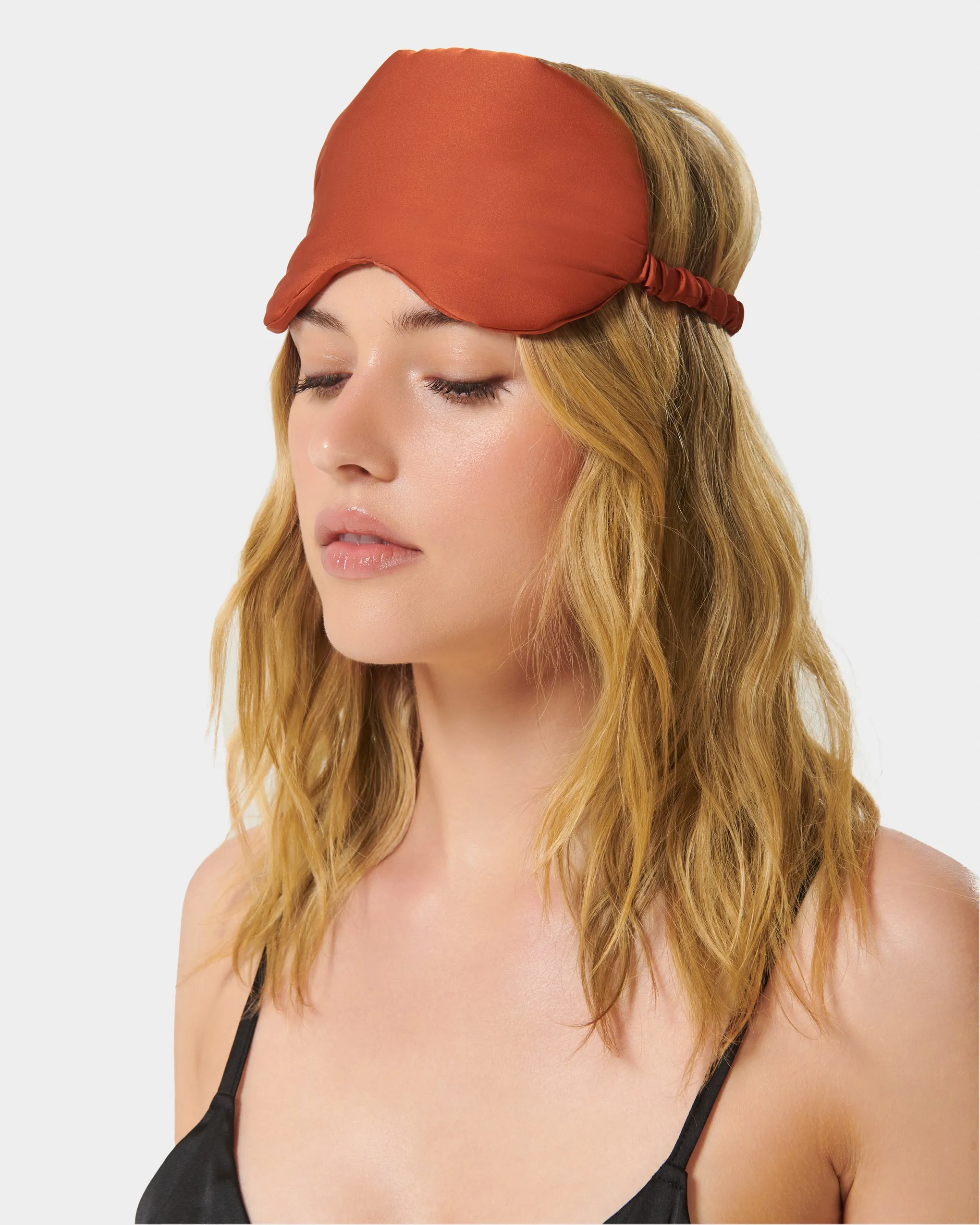 Saskia Luxury Satin Eye Mask Baked Clay sold by Bluebella product image thumbnail 3