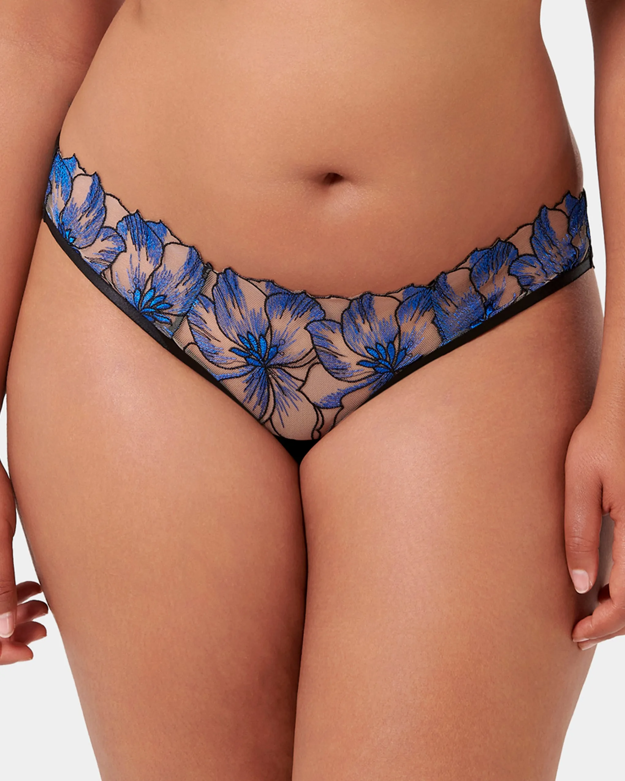 Lyandra Brief Egyptian Blue/Black/Sheer sold by Bluebella