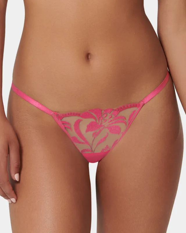 Leonora Thong Fuchsia Pink/Sheer sold by Bluebella